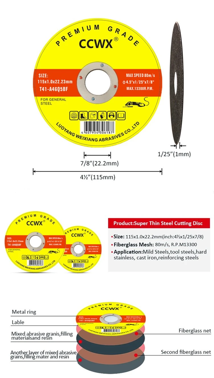 4.5 Inches Diameter Super Thin Cut off Blade for Inox Pipe